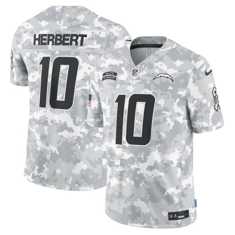 Men Los Angeles Chargers #10 Herbert Nike Arctic Camo 2024 Salute to Service Limited NFL Jersey